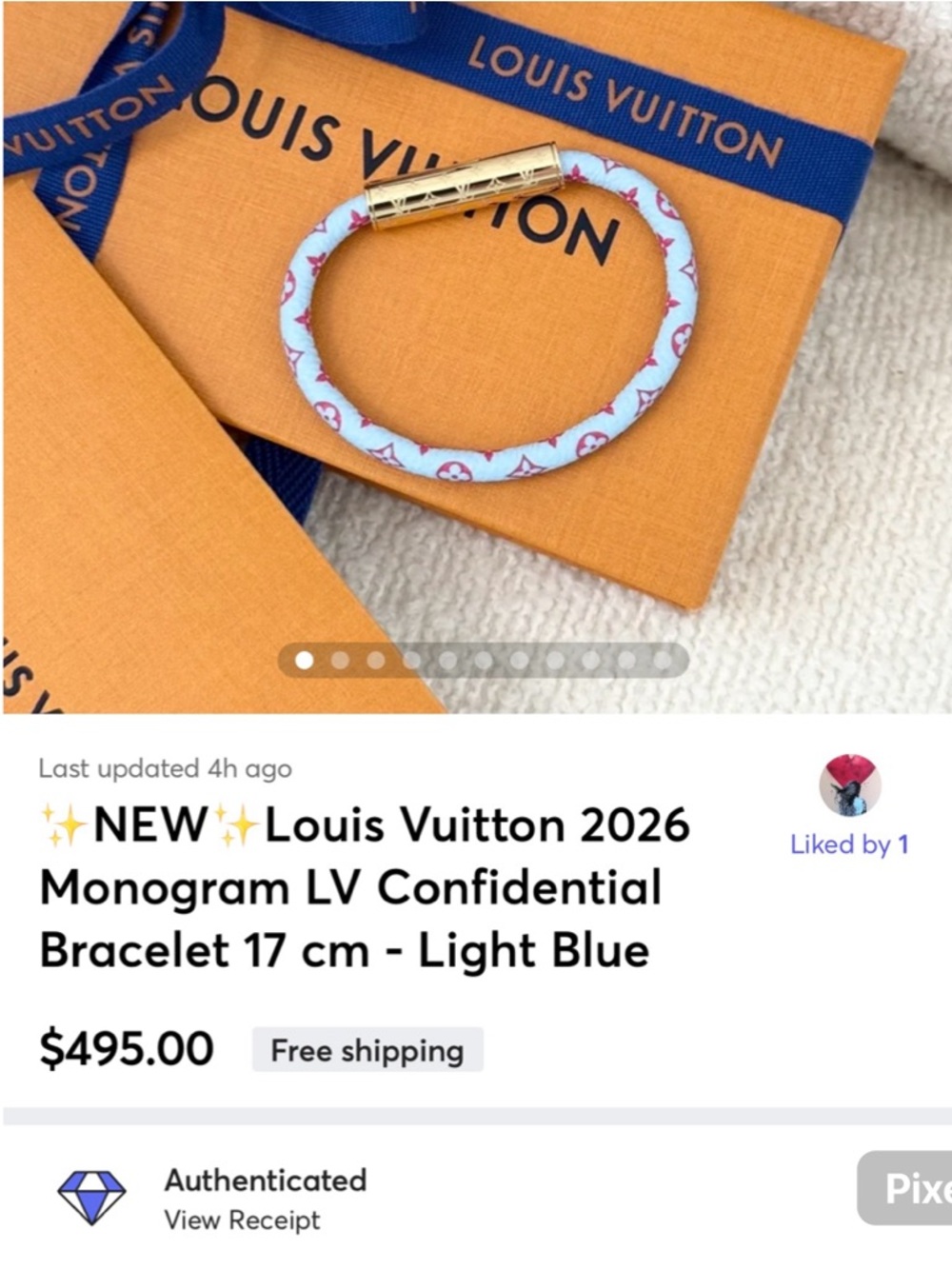 ✨NEW✨Louis Vuitton 2026 Monogram LV Confidential Bracelet 17 cm - Light Blue - Picture 11 of 11
